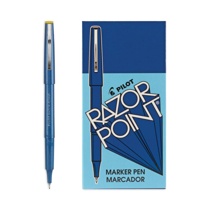 Pilot Razor Point Fine Line Porous Point Pen, Stick, Extra-Fine 0.3 mm, Blue Ink, Blue Barrel, Dozen (PIL11004)