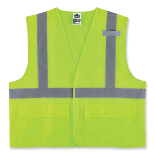 ergodyne GloWear 8220HL Class 2 Standard Mesh Hook and Loop Vest, Polyester, Small/Medium, Lime (EGO21143)