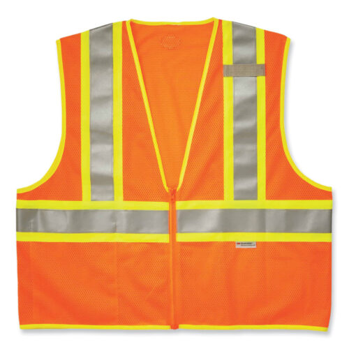 ergodyne GloWear 8230Z Class 2 Two-Tone Mesh Zipper Vest, Polyester, 2X-Large/3X-Large, Orange (EGO21317)