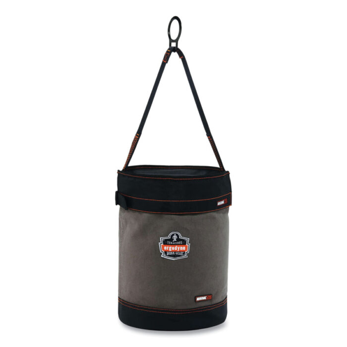 ergodyne Arsenal 5960T Canvas Hoist Bucket and Top with D-Rings, 12.5 x 12.5 x 17, Gray (EGO14860)