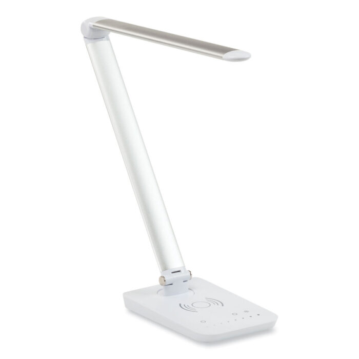 Safco Vamp LED Wireless Charging Lamp, Multi-pivot Neck, 16.75" High, Silver (SAF1009SL)
