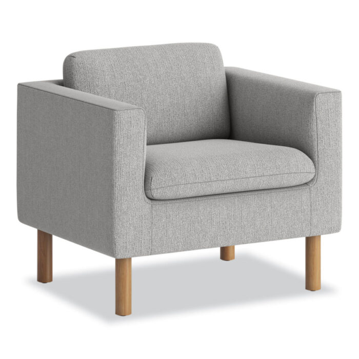 HON Parkwyn Series Club Chair, 33" x 26.75" x 29", Gray Seat, Gray Back, Oak Base (HONVP3LCHRGRY)