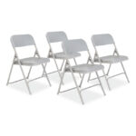 NPS 800 Series Premium Plastic Folding Chair, Supports Up to 500 lb, 18" Seat Height, Gray Seat, Gray Back, Gray Base, 4/Carton (NPS802)
