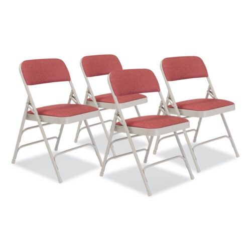NPS 2300 Series Fabric Upholstered Tri-Brace Folding Chair, Supports 500 lb, Cabernet Seat, Cabernet Back, Gray Base, 4/Carton (NPS2308)