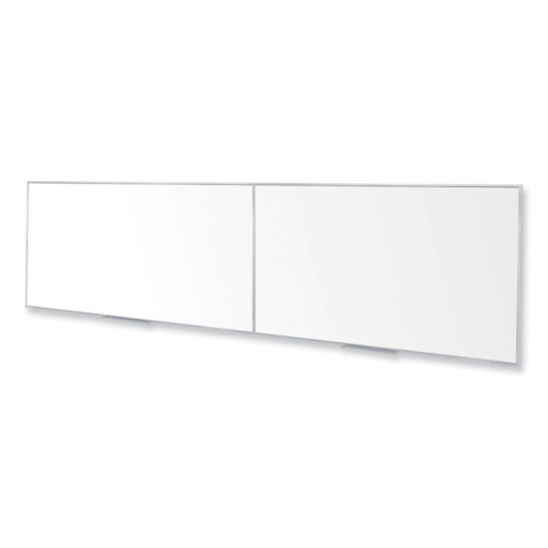 Ghent Magnetic Porcelain Whiteboard with Satin Aluminum Frame, 193 x 48.5, White Surface (GHEM14164)