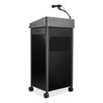 Oklahoma Sound Greystone Lectern with Sound, 23.5 x 19.25 x 45.5, Charcoal Gray (NPSGSLS)