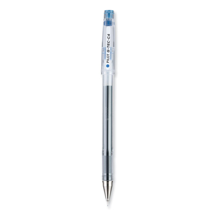 Pilot G-TEC-C Ultra Gel Pen, Stick, Extra-Fine 0.4 mm, Blue Ink, Clear/Blue Barrel, Dozen (PIL35492)