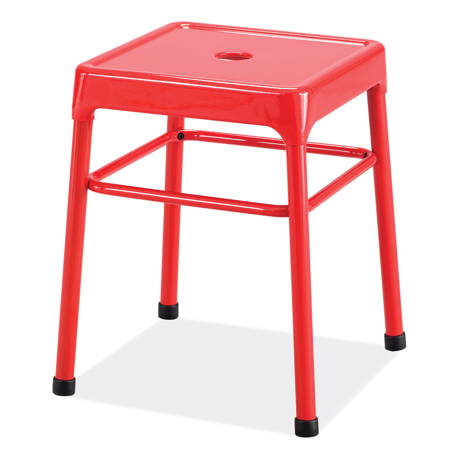 SAF6604RD - Safco Steel GuestBistro Stool, Backless, Supports Up to 250 lb, 18" Seat Height, Red Seat, Red Base (SAF6604RD)