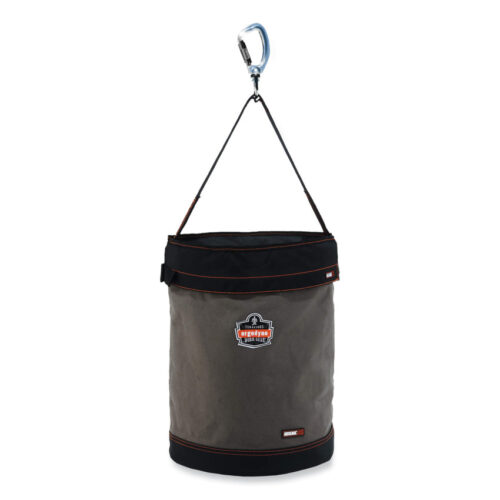 ergodyne Arsenal 5945T Extra-Large Swiveling Carabiner Canvas Hoist Bucket and Top, 150 lb, Gray (EGO14845)