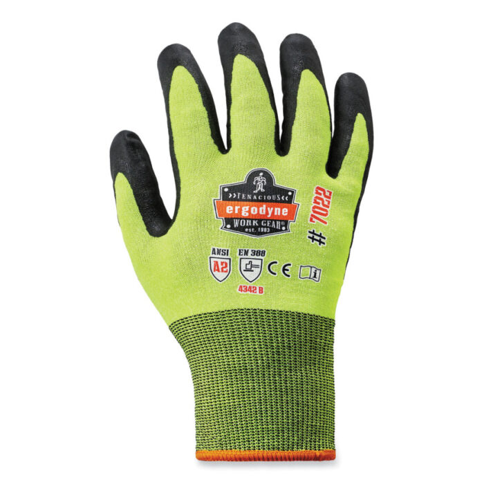 ergodyne ProFlex 7022-CASE ANSI A2 Coated CR Gloves DSX, Lime, Small, 144 Pairs/Carton (EGO17872)