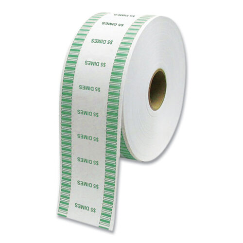 CONTROLTEK Automatic Coin Wrapper Roll for Coin Wrapping Machines, Dimes, $5.00, Kraft/Green, 2,000/Roll, 8 Rolls/Carton (CNK575036)