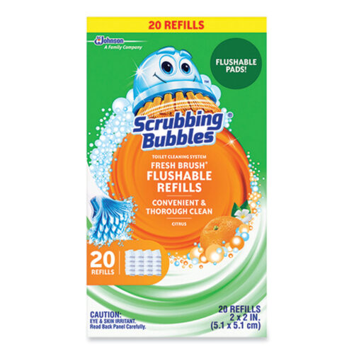 Scrubbing Bubbles Fresh Brush Toilet Cleaning System Refill, Citrus Scent, 20/Pack (SJN301802)
