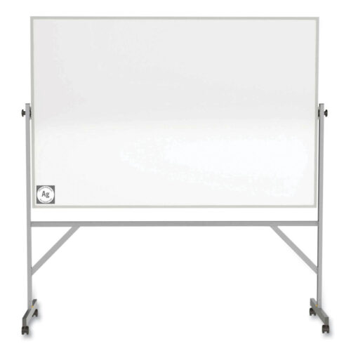 Ghent Reversible Magnetic Hygienic Porcelain Whiteboard, Satin Aluminum Frame/Stand, 96 x 48, White Surface (GHEARM4M448)