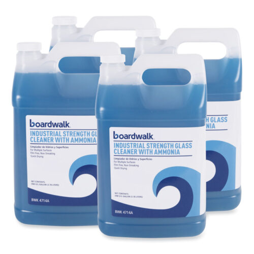 Boardwalk Industrial Strength Glass Cleaner with Ammonia, 1 gal Bottle, 4/Carton (BWK4714A)