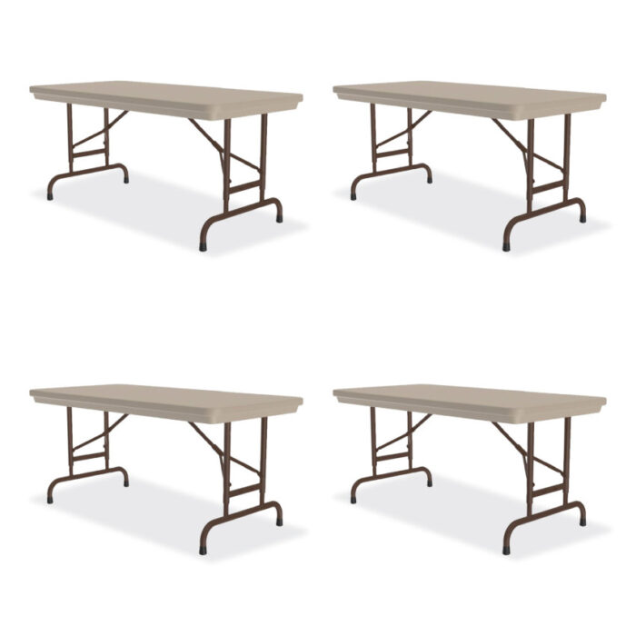 Correll Adjustable Folding Table, Rectangular, 48" x 24" x 22" to 32", Mocha Granite Top, Brown Legs, /Pallet (CRLRA2448244P)