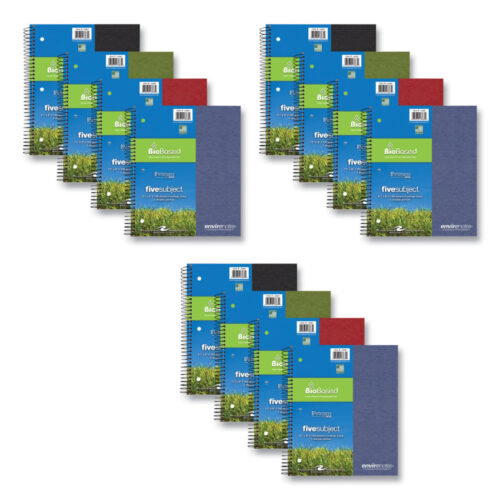 Roaring Spring Earthtones BioBased 5 Subject Notebook, Medium/College Rule, Randomly Assorted Covers, (160) 11x9 Sheets, 12/Carton (ROA13367CS)