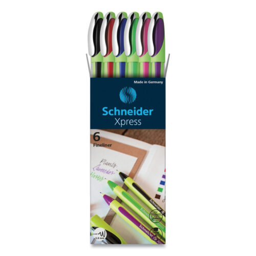 Schneider Xpress Fineliner Pen, Stick, Fine 0.8 mm, Assorted Ink and Barrel Colors, 6/Pack (RED190086)