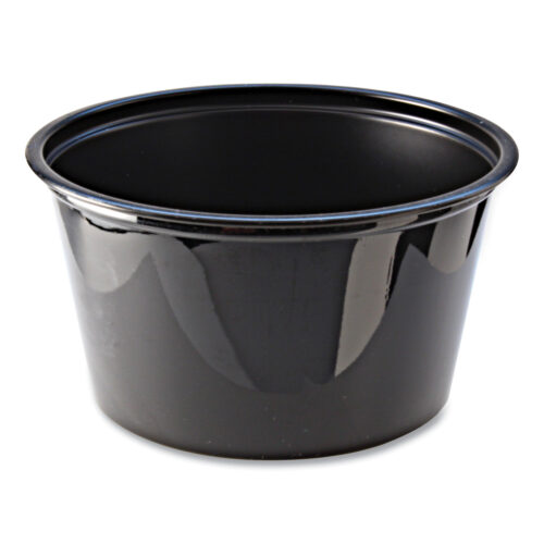 Fabri-Kal Portion Cups, 4 oz, Black, 125/Sleeve, 20 Sleeves/Carton (FABPC400B)