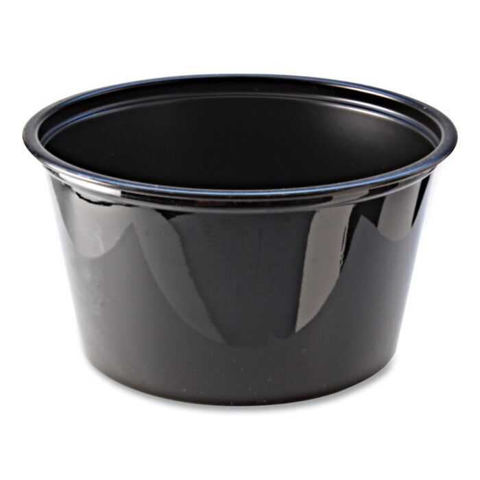 Fabri-Kal Portion Cups, 4 oz, Black, 125/Sleeve, 20 Sleeves/Carton (FABPC400B)