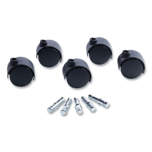 Master Caster Deluxe Duet Casters, Grip Ring Type B and Type K Stems, 2" Hard Nylon Wheel, Matte Black, 5/Set (MAS23622)