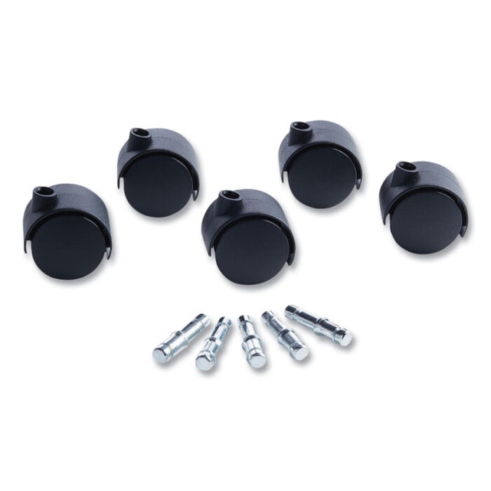 Master Caster Deluxe Duet Casters, Grip Ring Type B and Type K Stems, 2" Hard Nylon Wheel, Matte Black, 5/Set (MAS23622)