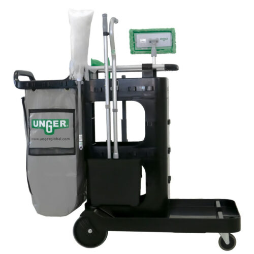 Unger ZoneCleanRx Janitorial Carts, Plastic, 3 Shelves, 23.5 x 25 x 25, Black (UNGCRTZN)
