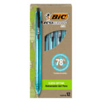 BIC Ecolutions Gel Pen, Retractable, Medium 1 mm, Black Ink, Blue Barrel, Dozen (BICRGLE11BK)