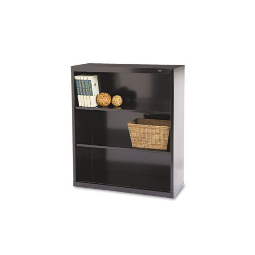 Tennsco Metal Bookcase, Three-Shelf, 34.5w x 13.5d x 40h, Black (TNNB42BK)