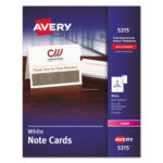Avery Note Cards with Matching Envelopes, Laser, 80 lb, 4.25 x 5.5, Uncoated White, 60 Cards, 2 Cards/Sheet, 30 Sheets/Pack (AVE5315)