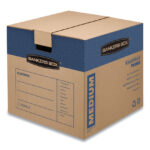 Bankers Box SmoothMove Prime Moving/Storage Boxes, Hinged Lid, Regular Slotted Container, Medium, 18" x 18" x 16", Brown/Blue, 8/Carton (FEL0062801)