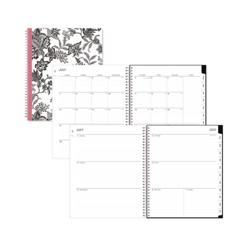 Blue Sky Analeis Create-Your-Own Cover WeeklyMonthly Planner, Floral, 11 x 8.5, WhiteBlackCoral, 12-Month (July to June) 2024-2025 (BLS130606)