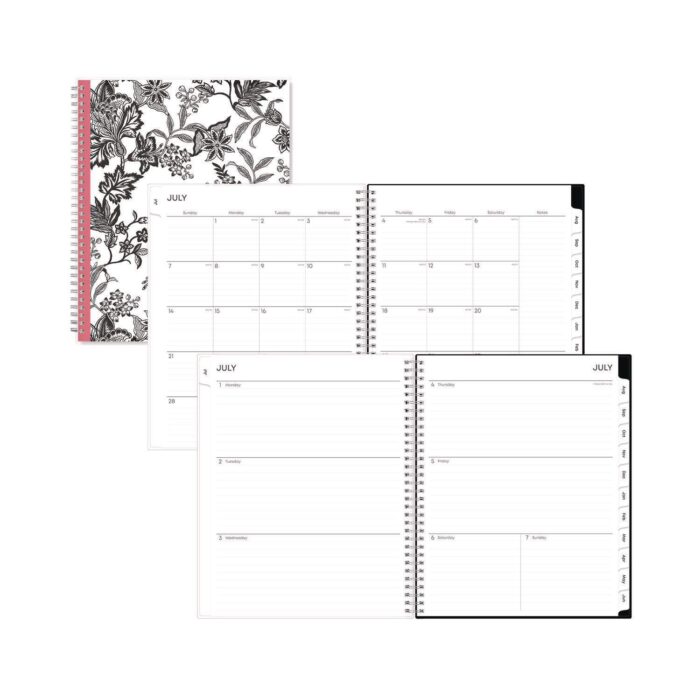 Blue Sky Analeis Create-Your-Own Cover WeeklyMonthly Planner, Floral, 11 x 8.5, WhiteBlackCoral, 12-Month (July to June) 2024-2025 (BLS130606)