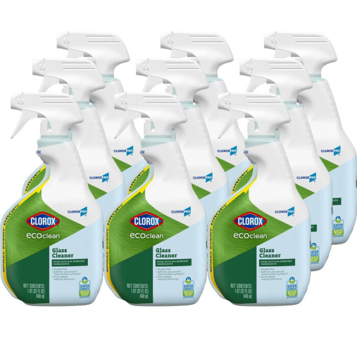 Clorox Clorox Pro EcoClean Glass Cleaner, Unscented, 32 oz Spray Bottle, 9/Carton (CLO60277CT)