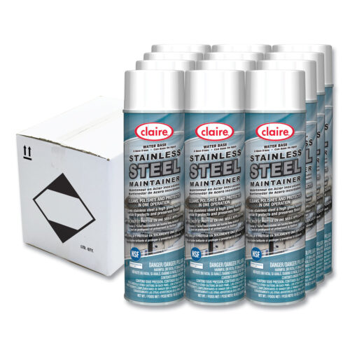 Claire Stainless Steel Maintainer, Lemon Scent, 16 oz Aerosol Spray, Dozen (CGC844)