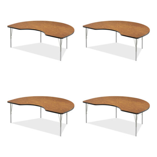 Correll Adjustable Activity Table, Kidney Shape, 72 x 48 x 19 to 29, Medium Oak Top, Gray Legs, 4Pallet (CRL4872TF06954P)