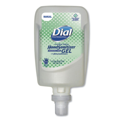 Dial Antibacterial Gel Hand Sanitizer Refill for FIT Manual Dispenser, 1.2 L, Fragrance-Free, 3/Carton (DIA16706)