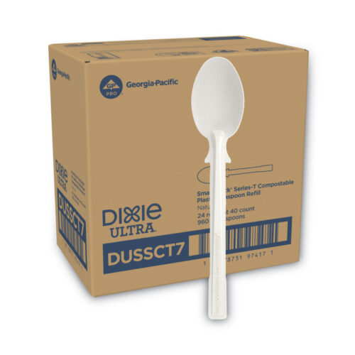 Dixie SmartStock Tri-Tower Dispensing System Cutlery, Teaspoons, Natural, 40/Pack, 24 Packs/Carton (DXEDUSSCT7)