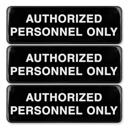 Excello Global Products Authorized Personnel Only IndoorOutdoor Wall Sign, 9 x 3, Black Face, White Graphics, 3Pack (EXOHD0262S)