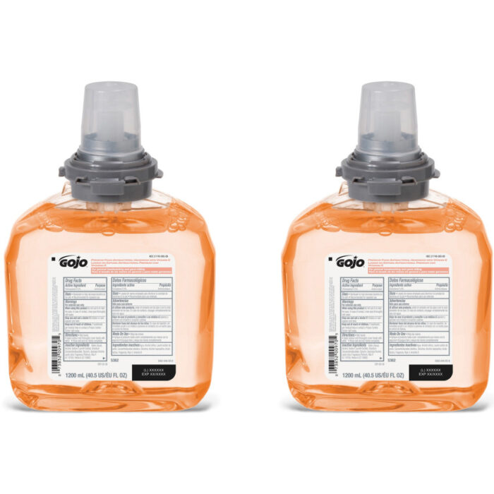 GOJO Premium Foam Antibacterial Hand Wash Refill, Fresh Fruit Scent, 1,200 mL, 2/Carton (GOJ536202)