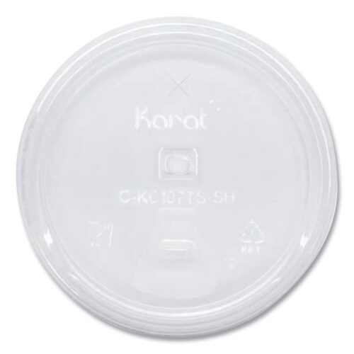 Karat PET Lids, Strawless Sipper, Fits 32 oz Cold Cups, Clear, 1,000Carton (KRTCKC107TSSH)