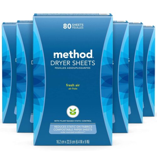 Method Dryer Sheets, Fresh Air, 80/Box, 6 Boxes/Carton (MTH318048)