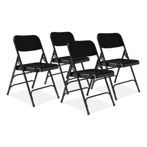 NPS 300 Series Deluxe All-Steel Triple Brace Folding Chair, Supports Up to 480 lb, 17.25″ Seat Height, Black, 4Carton (NPS310)