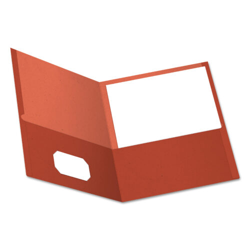 Oxford Earthwise by Oxford 100% Recycled Paper Twin-Pocket Portfolio, 100-Sheet Capacity, 11 x 8.5, Red, 25/Box (OXF78511)