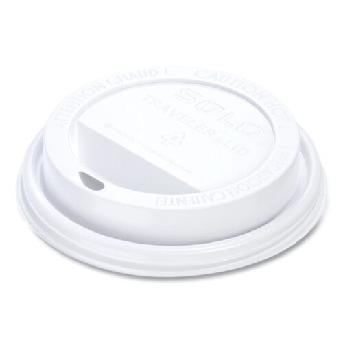 SOLO Traveler Cappuccino Style Dome Lid, Polystyrene, Fits 10 oz to 24 oz Hot Cups, White, 100Pack, 10 PacksCarton (SCCTLP316)