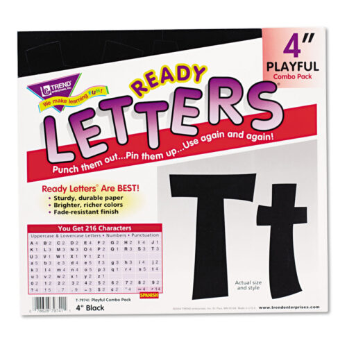 TREND Ready Letters Playful Combo Set, Black, 4"h, 216/Set (TEPT79741)