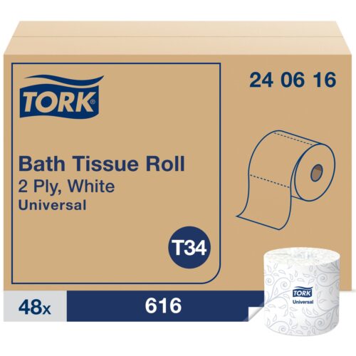 Tork Bath Tissue, Septic Safe, 2-Ply, White, 616 Sheets/Roll, 48 Rolls/Carton (TRK240616)