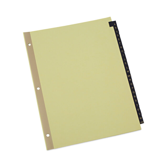 Universal Deluxe Preprinted Simulated Leather Tab Dividers with Gold Printing, 25-Tab, A to Z, 11 x 8.5, Buff, 1 Set (UNV20821)