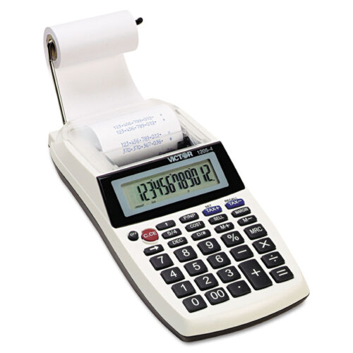 Victor 1205-4 Palm/Desktop One-Color Printing Calculator, Black Print, 2 Lines/Sec (VCT12054)