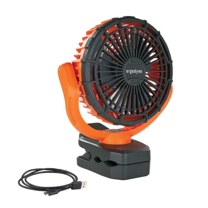 ergodyne Chill-Its 6090 Rechargeable Portable Jobsite Fan, 9.5, OrangeBlack (EGO12800)