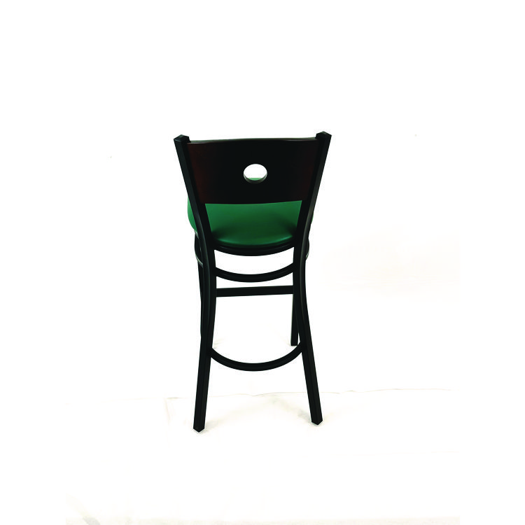 JMCCRBBVGRNC - JMC FURNITURE Circle Series Barstool, Supports Up to 300 lb, 28.5" Seat Height, Green Seat, Dark Walnut Back, Black Base (JMCCRBBVGRNC) - Image 4